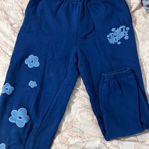 Blue Kids Joggers with Floral Design